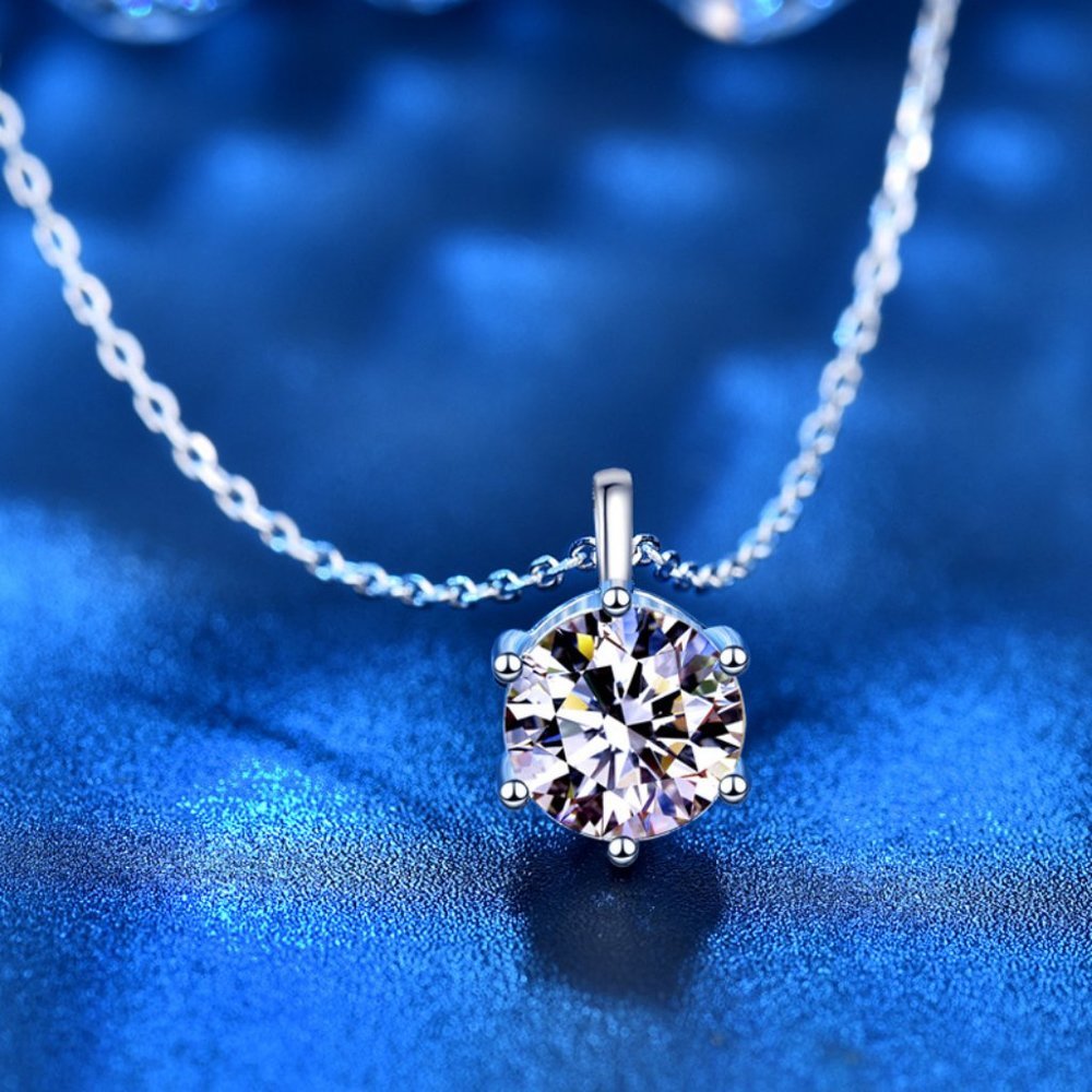 Certified 1ct. t.w. Moissanite Diamond Solitaire Necklace NEW